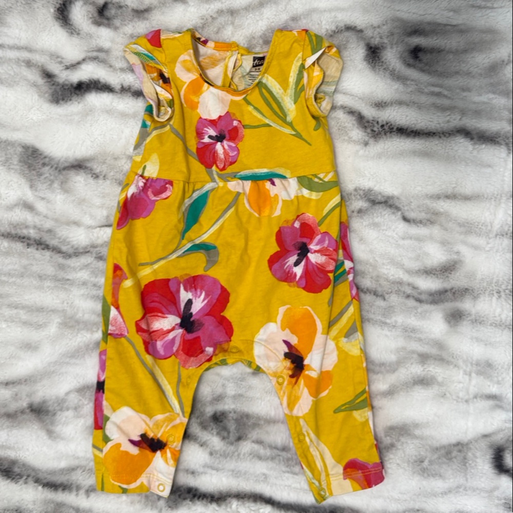 Tea Collection Floral Yellow Baby Romper